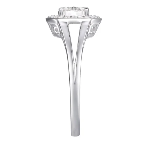 Round Diamond Cluster Frame Ring In 10K White Gold (1/3 Ct. Tw.)