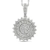 Round Diamond Cluster Pendant With Starburst Halo In 14K Gold (1/2 Ct. Tw.)