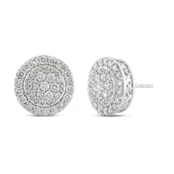 Round Diamond Cluster Stud Earrings With Halo (1 ½ Ct. Tw.)
