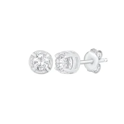 Round Diamond Illusion Stud Earrings In (1/3 Ct. Tw.)