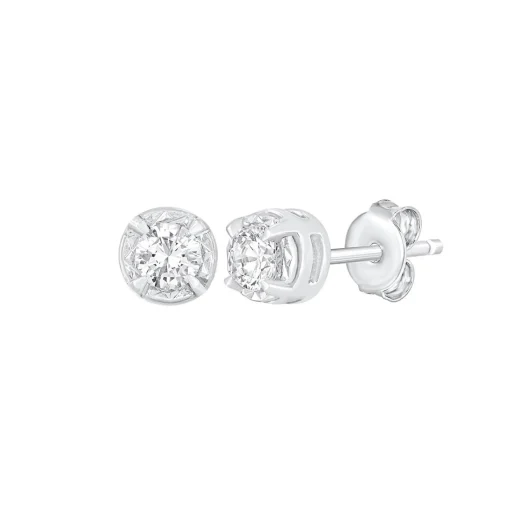 Round Diamond Illusion Stud Earrings In (1/3 Ct. Tw.)