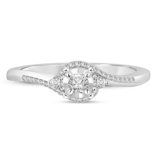 Round Diamond Promise Ring In Sterling Silver (1/5 Ct. Tw.)