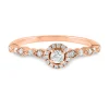 Round Diamond Ring With Halo & Scalloped Band In 14K Rose Gold (1/4 Ct. Tw.)