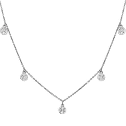 Round Diamond Station Necklace In 10K White Gold (1/4 Ct. Tw.)