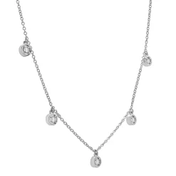 Round Diamond Station Necklace In 10K White Gold (1/4 Ct. Tw.)