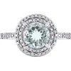 Round Halo Aquamarine & Diamond Ring In 10K White Gold (1/10 Ct. Tw.)