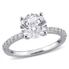 Round Lab Created White Sapphire Ring In 10K White Gold