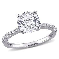 Round Lab Created White Sapphire Ring In 10K White Gold