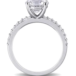 Round Lab Created White Sapphire Ring In 10K White Gold