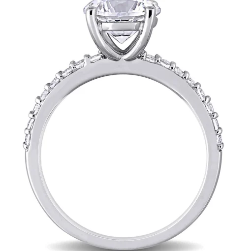 Round Lab Created White Sapphire Ring In 10K White Gold