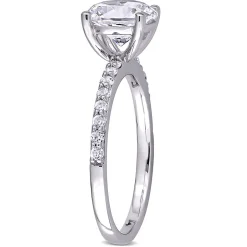 Round Lab Created White Sapphire Ring In 10K White Gold