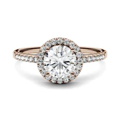 Round Moissanite Halo Ring In 14K Rose Gold (1 1/4 Ct. Tw.)