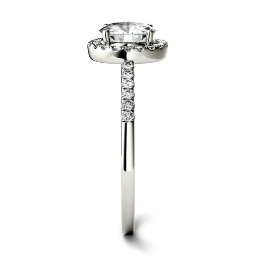 Round Moissanite Halo Ring In 14K White Gold (1 1/4 Ct. Tw.)