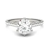 Round Moissanite Ring With Pave Band In 14K White Gold (1 3/4 Ct. Tw.)