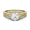 Round Moissanite Ring With Filigree Band In 14K Yellow Gold (1 Ct.)