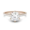 Round Moissanite Ring With Pave Band In 14K Rose Gold (1 3/4 Ct. Tw.)