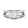 Round Moissanite Ring With Crisscross Band In 14K White Gold (1 1/8 Ct. Tw.)