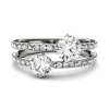 Round Moissanite Ring With Double Row In 14K White Gold (1 5/8 Ct. Tw.)
