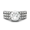 Round Moissanite Ring With Triple Band In 14K White Gold (3 Ct. Tw.)