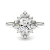 Round Moissanite Ring With Floral Halo In 14K White Gold (1 Ct. Tw.)