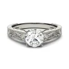 Round Moissanite Ring With Filigree Band In 14K White Gold (1 Ct.)