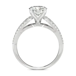 Round Moissanite Ring With Split-Shank Band In 14K White Gold (2 1/5 Ct. Tw.)