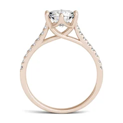 Round Moissanite Ring With Pave Band In 14K Rose Gold (1 3/4 Ct. Tw.)