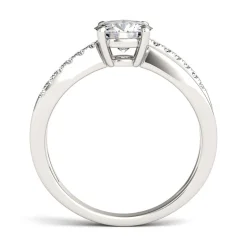 Round Moissanite Ring With Crisscross Band In 14K White Gold (1 1/8 Ct. Tw.)
