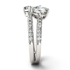 Round Moissanite Ring With Double Row In 14K White Gold (1 5/8 Ct. Tw.)