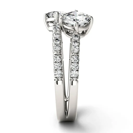 Round Moissanite Ring With Double Row In 14K White Gold (1 5/8 Ct. Tw.)