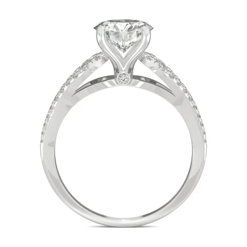 Round Moissanite Ring With Split-Shank Band In 14K White Gold (2 1/5 Ct. Tw.)