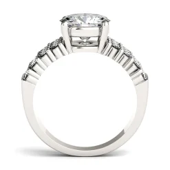 Round Moissanite Ring With Triple Band In 14K White Gold (3 Ct. Tw.)