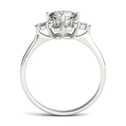 Round Moissanite Ring With Floral Halo In 14K White Gold (1 Ct. Tw.)