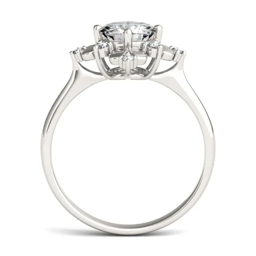 Round Moissanite Ring With Floral Halo In 14K White Gold (1 Ct. Tw.)