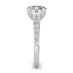 Round Moissanite Ring With Side-Stones In Platinum (2 3/8 Ct. Tw.)