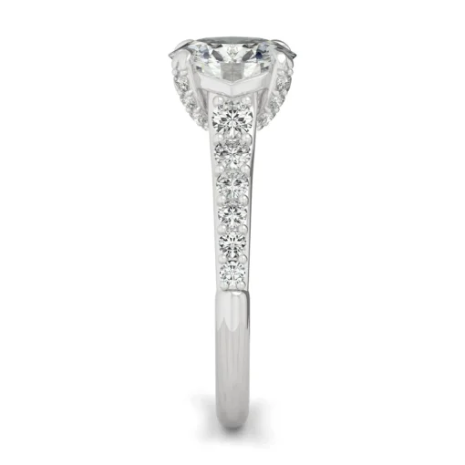 Round Moissanite Ring With Side-Stones In Platinum (2 3/8 Ct. Tw.)