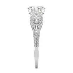 Round Moissanite Ring With Split-Shank Band In 14K White Gold (2 1/5 Ct. Tw.)