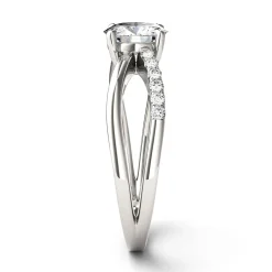 Round Moissanite Ring With Crisscross Band In 14K White Gold (1 1/8 Ct. Tw.)
