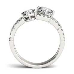 Round Moissanite Ring With Double Row In 14K White Gold (1 5/8 Ct. Tw.)