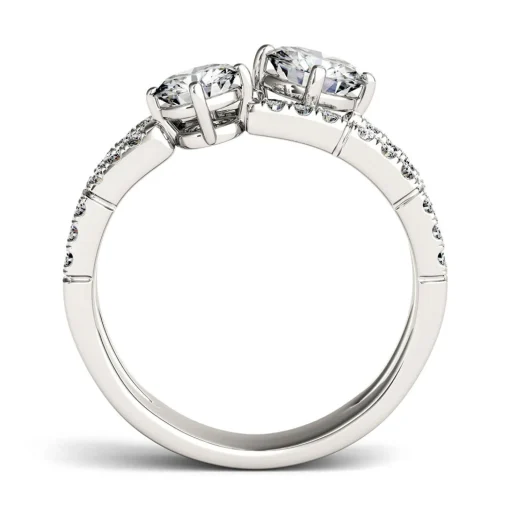 Round Moissanite Ring With Double Row In 14K White Gold (1 5/8 Ct. Tw.)
