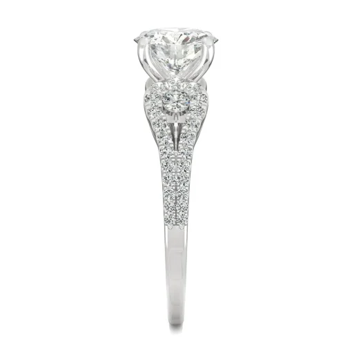 Round Moissanite Ring With Split-Shank Band In 14K White Gold (2 1/5 Ct. Tw.)
