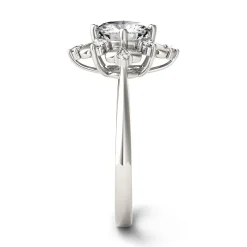 Round Moissanite Ring With Floral Halo In 14K White Gold (1 Ct. Tw.)