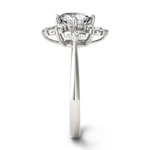 Round Moissanite Ring With Floral Halo In 14K White Gold (1 Ct. Tw.)
