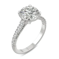 Round Moissanite Ring With Side-Stones In Platinum (2 3/8 Ct. Tw.)