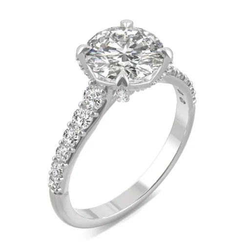 Round Moissanite Ring With Side-Stones In Platinum (2 3/8 Ct. Tw.)