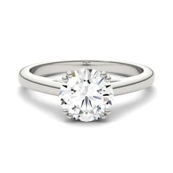 Round Moissanite Solitaire Ring In 14K White Gold (1 1/2 Ct.)