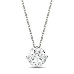Round Moissanite Solitaire Pendant In 14K White Gold (1 Ct.)