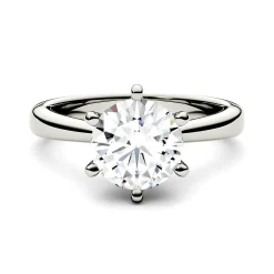 Round Moissanite Solitaire Ring With Tapered Band