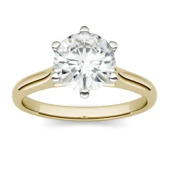 Round Moissanite Solitaire Ring In 14K Yellow Gold (1 1/2 Ct.)