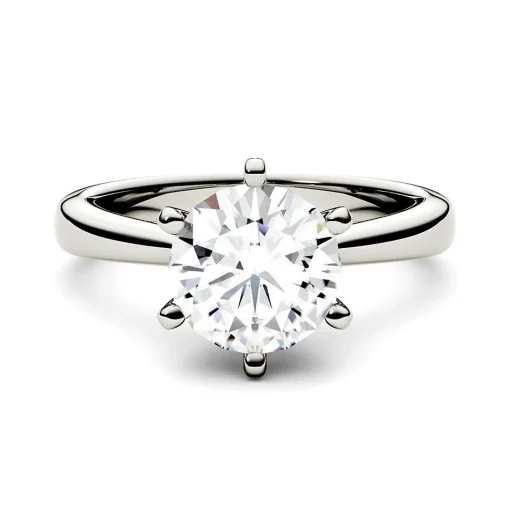 Round Moissanite Solitaire Ring With Tapered Band